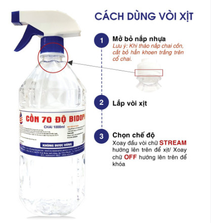 Cồn tinh luyện sát khuẩn 70 độ 1 lít